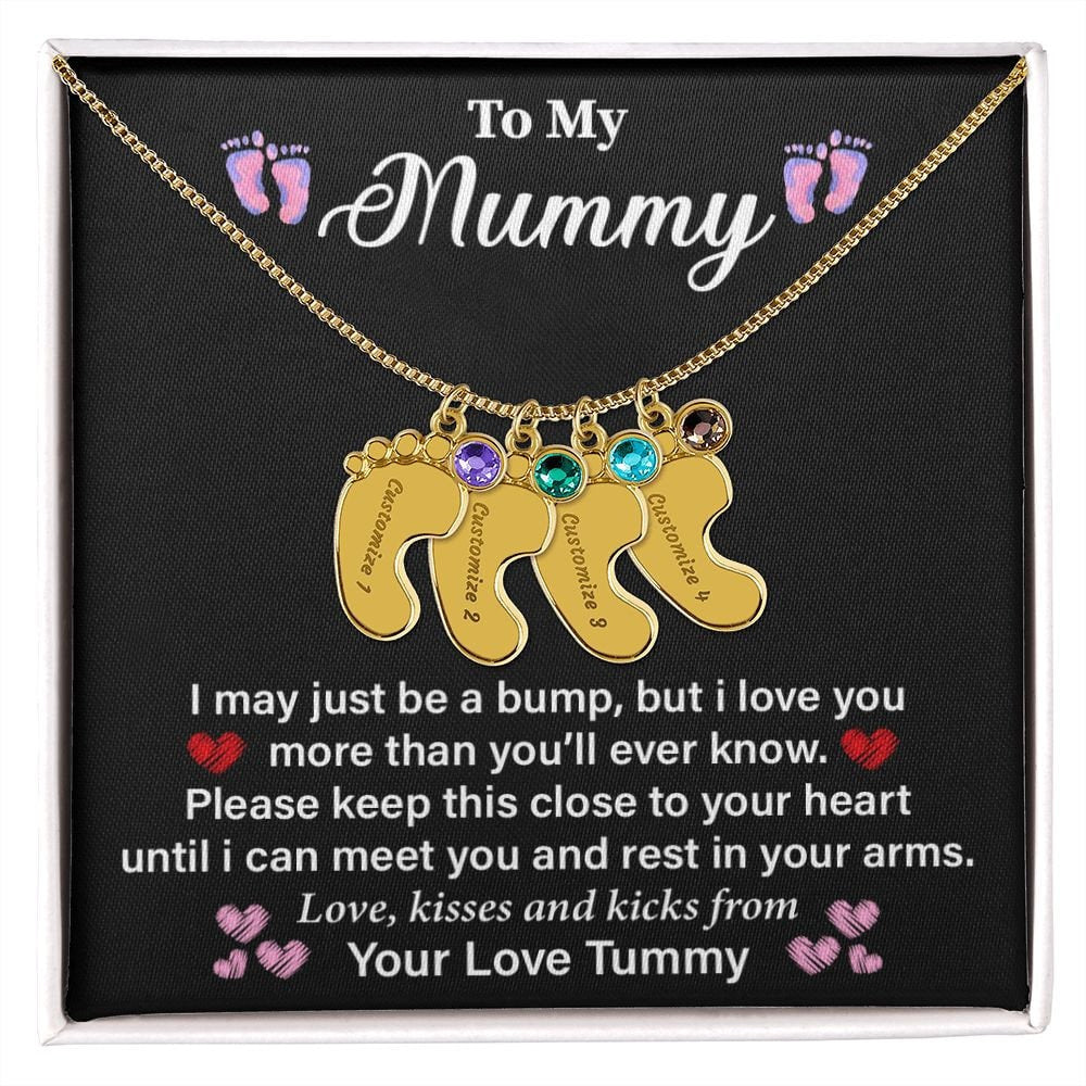 To My Mommy Mom to Be Baby Feet Sterling Silver Heart Pendant Necklace, Baby Shower Gift, Expecting Mother Pregnancy Gift Set