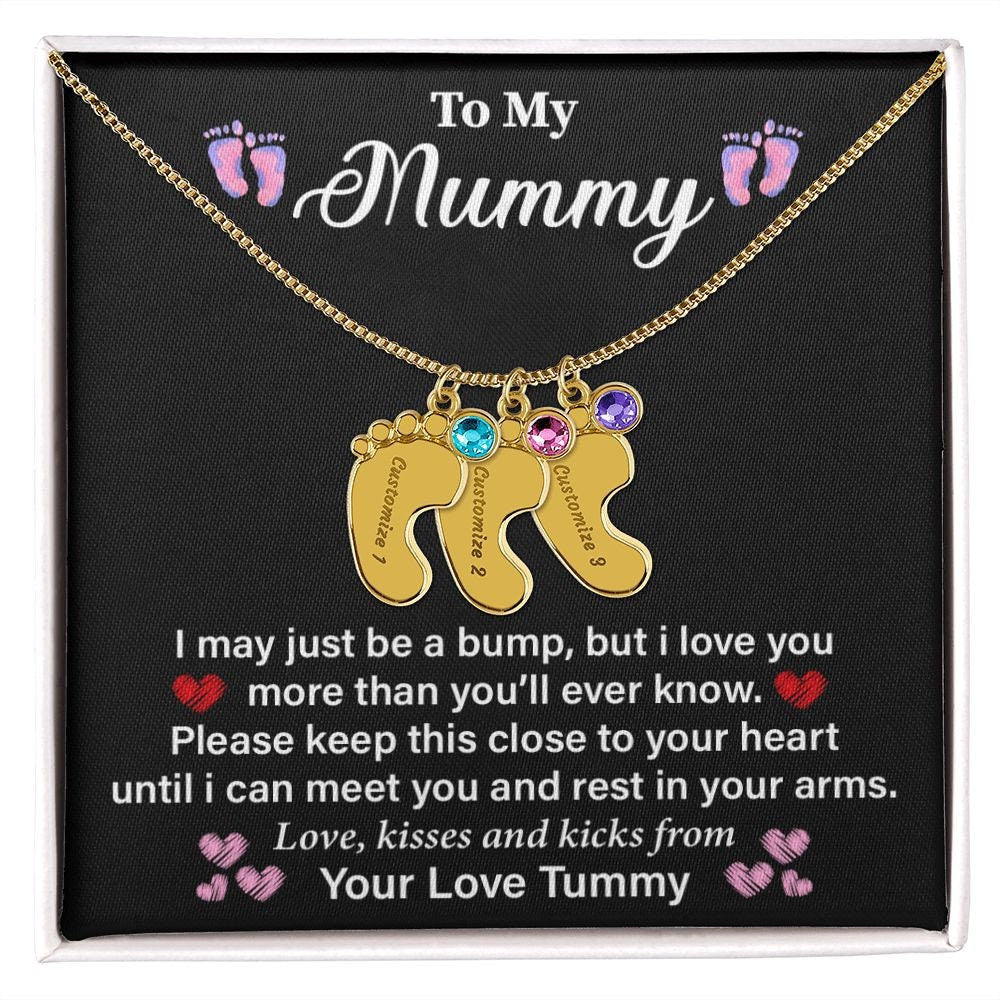 To My Mommy Mom to Be Baby Feet Sterling Silver Heart Pendant Necklace, Baby Shower Gift, Expecting Mother Pregnancy Gift Set