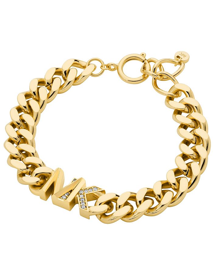 Women's Statement Link Bracelet 14K Gold Plated Brass with Stones