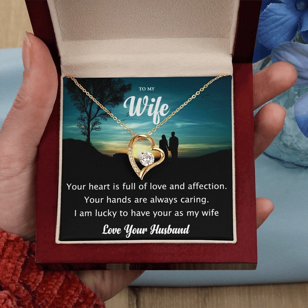 Heart To My Wife Necklace, Anniversary Gift For Wife Birthday Gift, Wife Gifts For Her, Wife Jewelry, Wife Sentimental Gift, Wife Poem Card